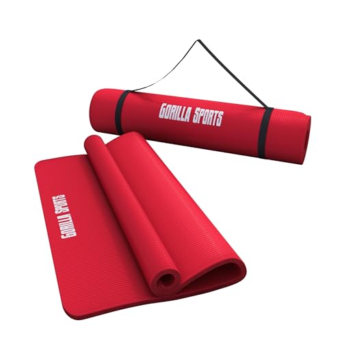 GORILLA SPORTS® Yogamatte - 190x60x1,5 cm oder 190x100x1,5 cm, mit Tragegurt, Phthalatfrei, Rutschfest, Farbwahl - Gymnastikmatte, Fitnessmatte, Sportmatte, Trainingsmatte, Übungsmatte von GORILLA SPORTS