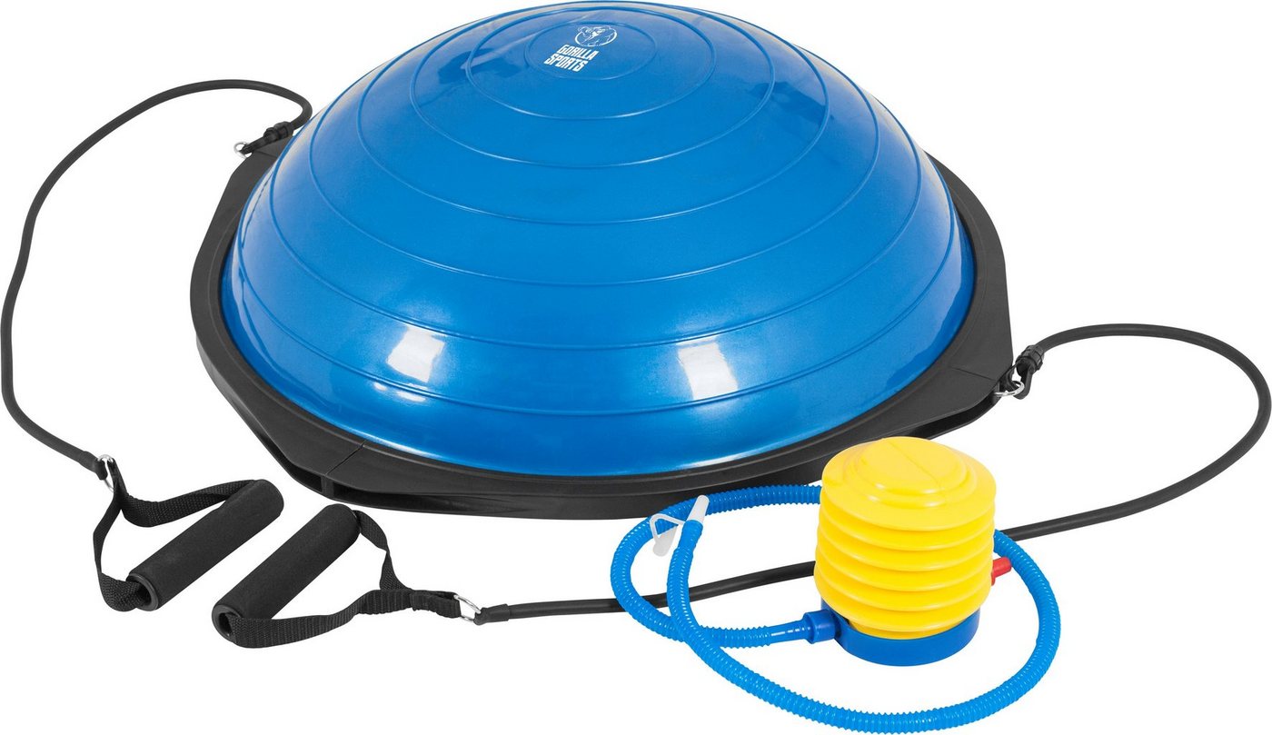 GORILLA SPORTS Gleichgewichtstrainer Balance Ball - mit Widerstandsbändern, bis 300 kg, inkl. Handpumpe (1-St) von GORILLA SPORTS