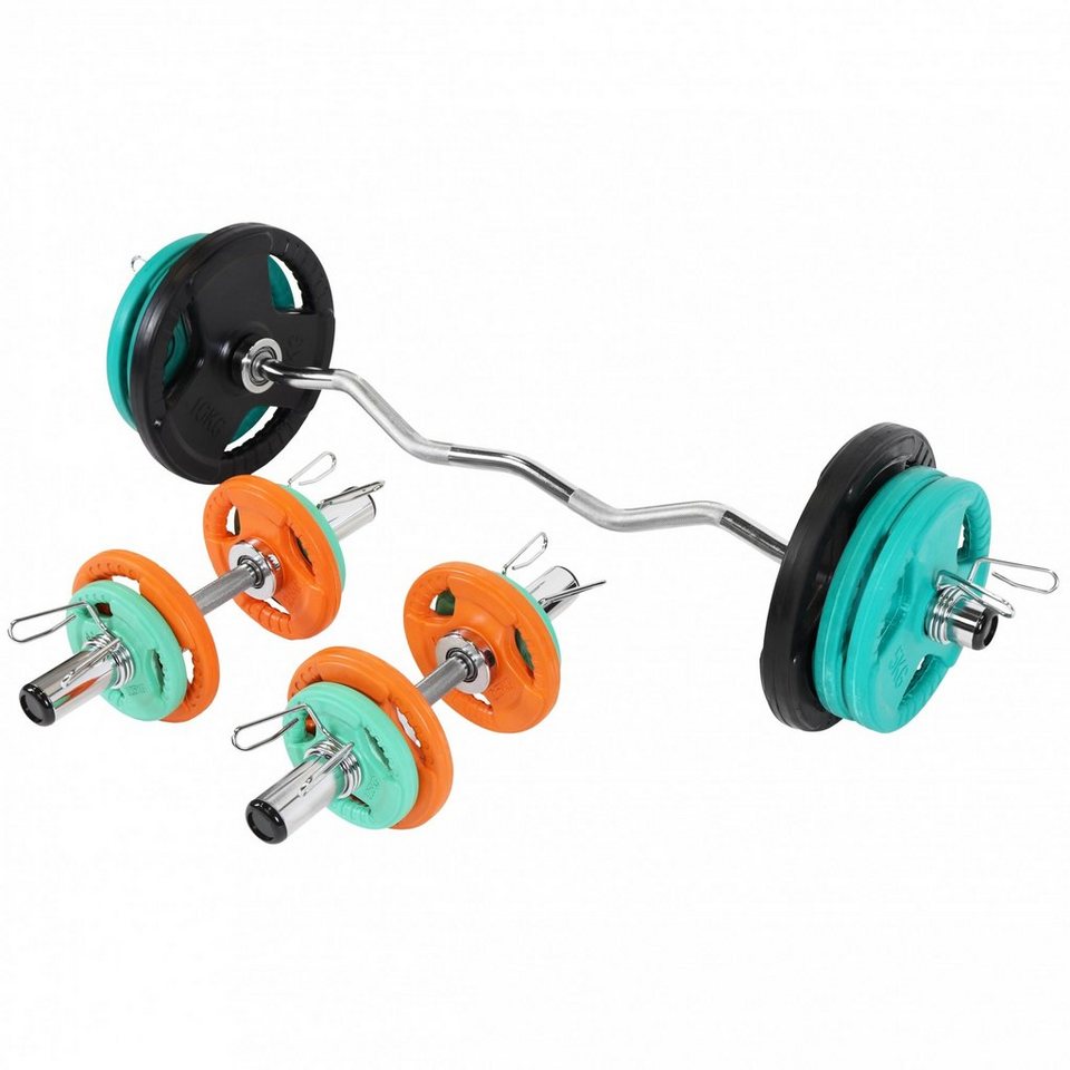 GORILLA SPORTS Hantel-Set Hantelset 75kg - SZ Curlstange, Kurzhanteln, 14 Hantelscheiben, 50mm, (Set) von GORILLA SPORTS