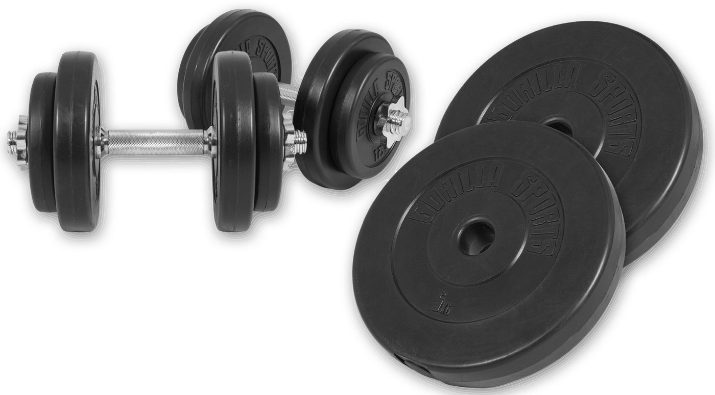 GORILLA SPORTS Kurzhantel Set - 30 kg Gewichte, Kunststoff, 30mm, Rutschfest - Hantel, Dumbbell von GORILLA SPORTS