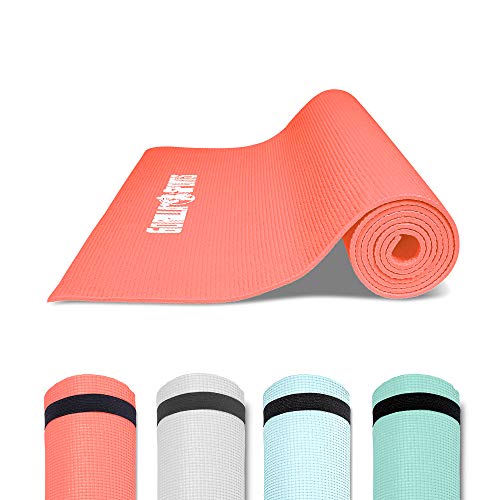 GORILLA SPORTS® Yogamatte - mit Tragegurt, 180 x 60 x 0,5 cm, Rutschfest, Leicht, Farbwahl - Fitnessmatte, Sportmatte, Gymnastikmatte, Pilatesmatte, Übungsmatte, Yoga Matte von GORILLA SPORTS