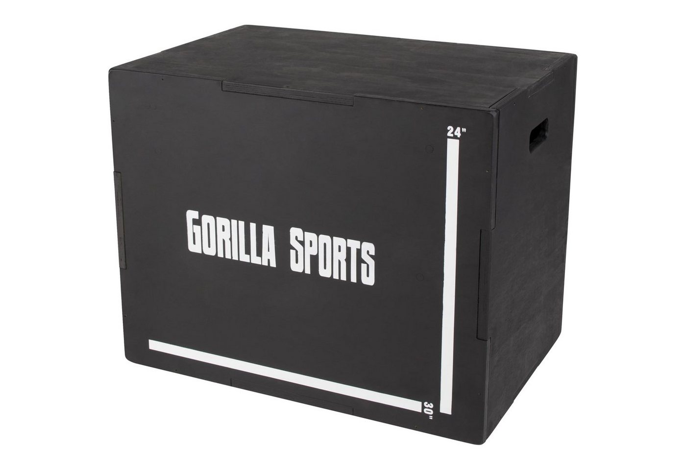 GORILLA SPORTS Plyo-Box mit 3 Sprunghöhen, 76x51x60,5cm, bis 500 kg Belastbar, Holz, Schwarz (1-St) von GORILLA SPORTS