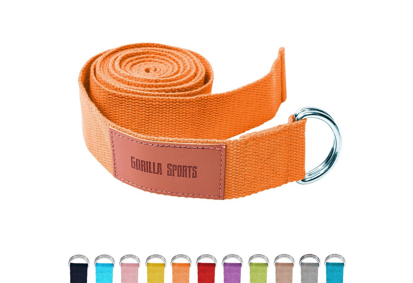 GORILLA SPORTS Yogagurt Yoga-Gürtel, 100% Baumwolle, mit Verschluss aus Metall, Yoga Strap von GORILLA SPORTS