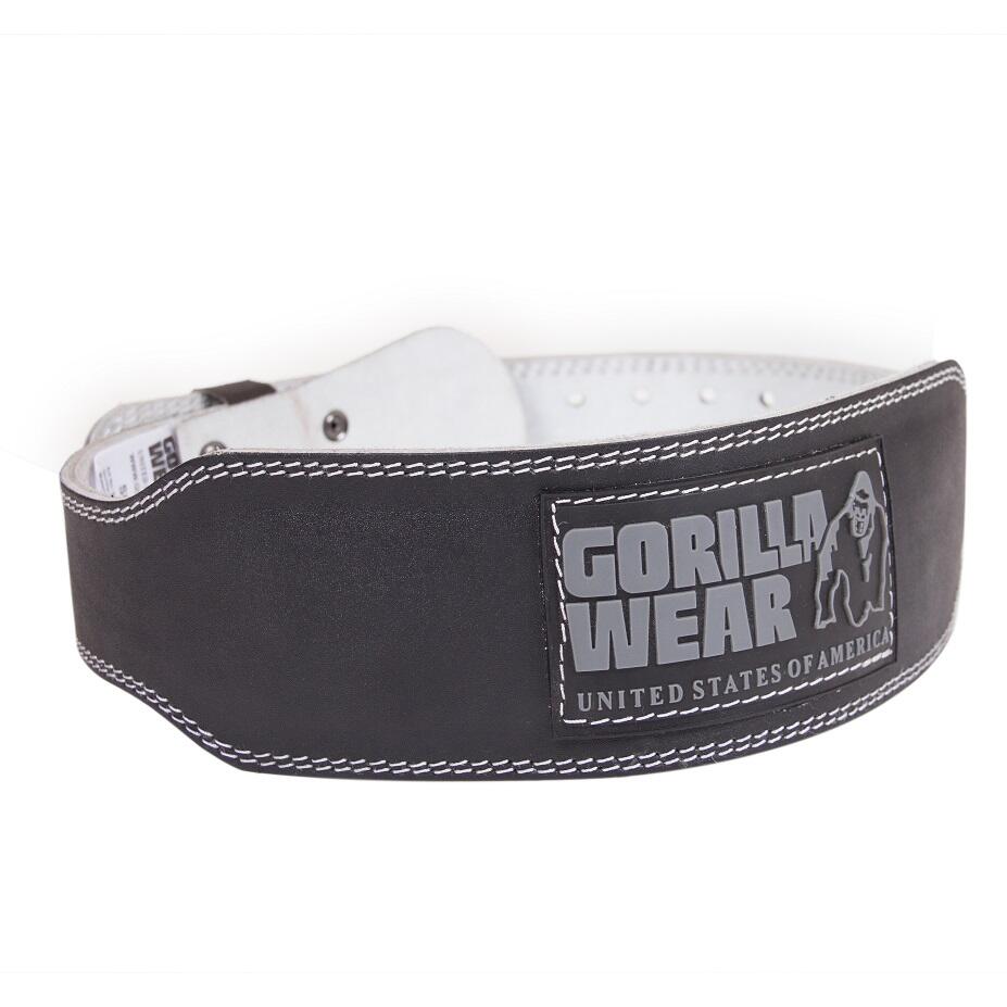 4 Zoll gepolstertes Leder Hebegürtel chwarz/Grau /XL von GORILLA WEAR