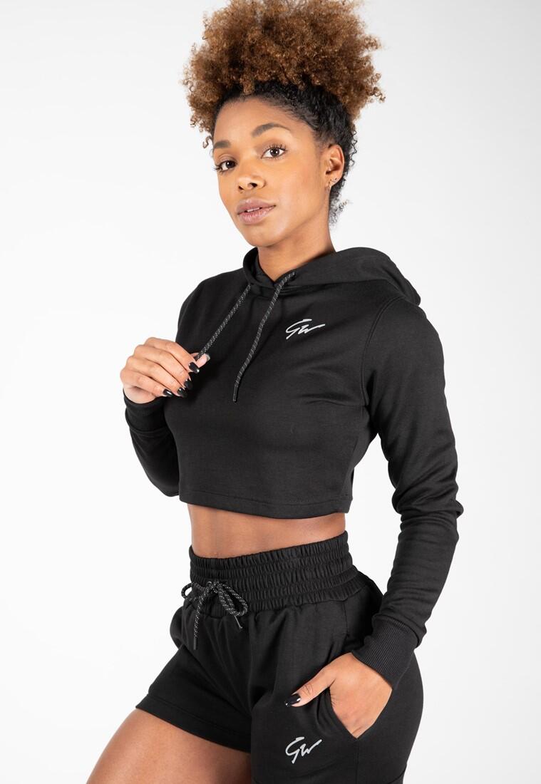 Pixley Crop-Top Kapuzenpullover chwarz von GORILLA WEAR