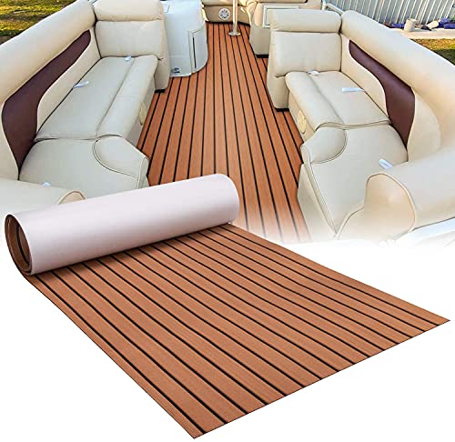 Boots Bodenbelag Eva Teak Decking Pad Selbstklebende Bootsbodenmatte Auflage Rutschfester Boots Marine Bodenbelag Teppich für Boote und Kajak, 240 x 90 x 0,6 cm von GOTOTOP