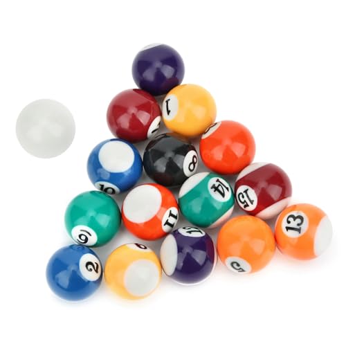 GOTOTOP Mini Pool Ball Billard Set, 16PCS 32MM Harz Kinder Pool Billardkugel Billardtisch Enthält 15 nummerierte Kugeln und 1 weiße Kugel von GOTOTOP