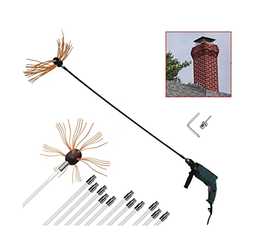 Flexible Schornsteinfegerstangen, Schornsteinreinigungsset, Nylon, Flexibler Bürstenkopf, Schornsteinfegerstangen, Einfach Zu Verbindender Schornsteinbesen Mit Stäben Schornsteinreinigungsset(12 m) von GOUJIAN