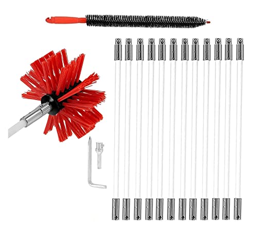 Schornsteinfeger-Set, Flexibles Schornstein-Reinigungsbürsten-Set, Luftkanal-Reinigungsset, Nylon-Trockner-Entlüftungs-Reinigungsset Mit 12 Flexiblen Schornsteinstangen Schornsteinreinigungsset(12 Rod von GOUJIAN