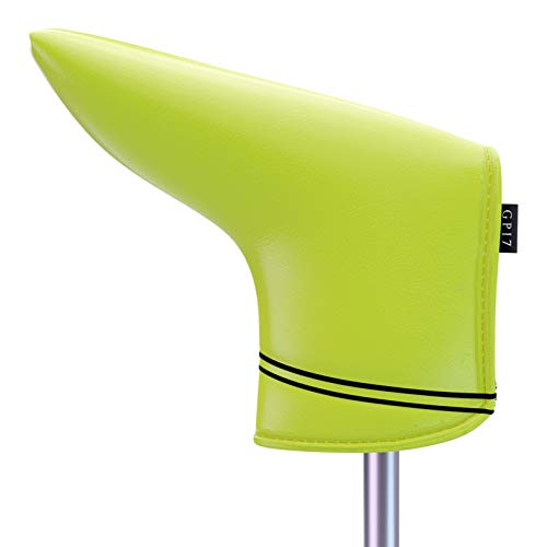 Putter Cover GPI7 Premium Golf Leder Schlägerhaube / Wasserdicht / Schmutzabweisend / Magnetischer Verschluss / Hochwertiges Leder (Neon Gelb) von GPI7