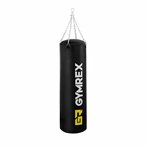 Gymrex Boxsack Gefüllt Erwachsene Ø 40 x 120 cm Boxsack Hängend mit Vierpunkt-Stahlkette Sandsack Boxen Punching Bag Box Sack Zuhause von GR Gymrex