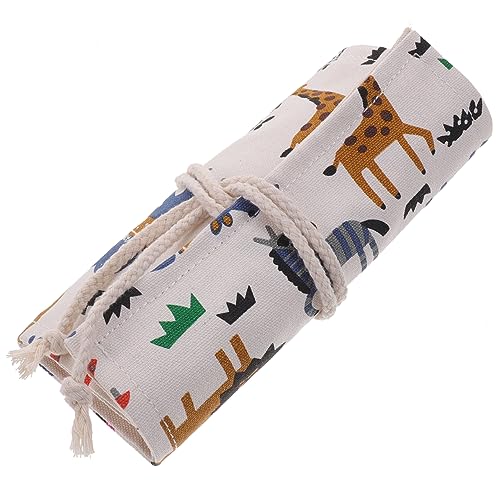 GRADENEVE Rollen Stiftvorhang Aus Tierische Bleistifte Stifttasche Pinseltasche Bleistifthalter Aufbewahrungstasche Für Pinsel Bleistift-Organizer-Halter Buntstiftträger Segeltuch von GRADENEVE