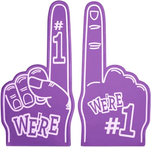 Riesen-Finger aus Schaumstoff, Nummer 1, große Schaumstoff-Hand für Sportfans, perfekt zum Jubeln, Spiele und Veranstaltungen, strapazierfähige Schaumstoff-Handschuhe, Violett, 2 Stück von GRARRO