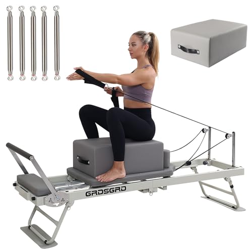 GRDSGRD Pilates Reformer Machine for Home Gym Workout, Foldable Pilates Equipment All-in-One Pilates Machine for Full-Body Training,Grau von GRDSGRD