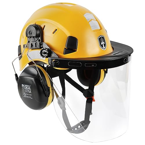 GREEN DEVIL Kettensägen-Schutzhelm Forstschutzhelm Sicherheitshelm mit Gehörschutz Ohrenschützer und Gesichtsschutz Visier 3 in1 Helmset Schlagfeste Bequeme Belüftung Arbeitshelm EN397 & EN 352-3 GREEN DEVIL Kettensägen-Schutzhelm Forstschutzhelm Sicherheitshelm mit Gehörschutz Ohrenschützer und Gesichtsschutz Visier 3 in1 Helmset Schlagfeste Bequeme Belüftung Arbeitshelm EN397 & EN 352-3 von GREEN DEVIL