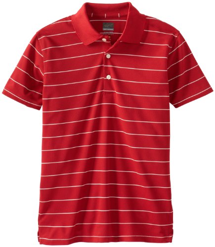 Greg Norman Collection Protek Micro Pique Stripe Poloshirt für Jungen, Kardinal, Größe S von GREG NORMAN