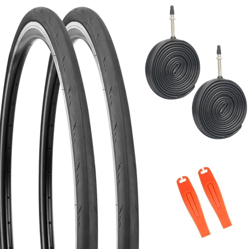 GRELiving 2er-Pack Fahrradreifen 700x28c Rennradreifen Rennradmantel+ 2er-Pack Fahrradschlauch FV48mm Presta kompatibel Fahrrad mit 28Zoll und 700c Räder GRELiving 2er-Pack Fahrradreifen 700x28c Rennradreifen Rennradmantel+ 2er-Pack Fahrradschlauch FV48mm Presta kompatibel Fahrrad mit 28Zoll und 700c Räder von GRELiving