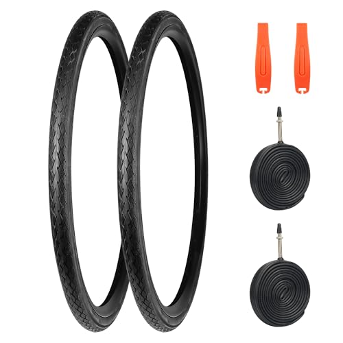 GRELiving 2er-Pack 700x35c Rennradreifen mit 3mm Pannenschutz,2X Fahrradreifen+2xSchlauch FV48mm+2X Reifenhebel 37-622 Fahrradmantel 29Zoll Road Bike Tires Set Faltreifen von GRELiving