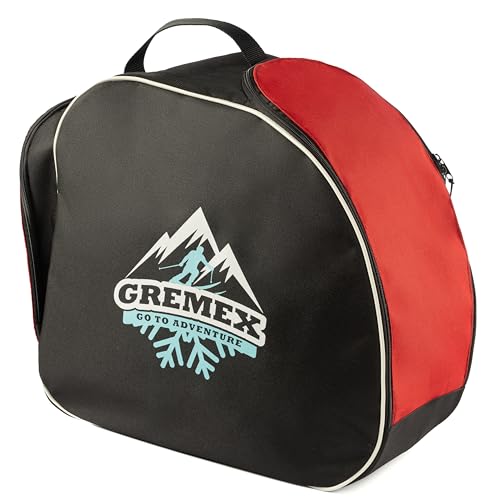 GREMEX Skischuhtasche mit Helm - Wasserfestem Skischuhtasche mit Helmfach - Tasche für Skischuhe und Helm - Titan-Nähte Skischuh Rucksack mit Helmfach - Widerstandsfähig Tasche Skischuhe mit Helm GREMEX Skischuhtasche mit Helm - Wasserfestem Skischuhtasche mit Helmfach - Tasche für Skischuhe und Helm - Titan-Nähte Skischuh Rucksack mit Helmfach - Widerstandsfähig Tasche Skischuhe mit Helm von GREMEX