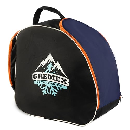 GREMEX Skischuhtasche mit Helm - Wasserfestem Skischuhtasche mit Helmfach - Tasche für Skischuhe und Helm - Titan-Nähte Skischuh Rucksack mit Helmfach - Widerstandsfähig Tasche Skischuhe mit Helm GREMEX Skischuhtasche mit Helm - Wasserfestem Skischuhtasche mit Helmfach - Tasche für Skischuhe und Helm - Titan-Nähte Skischuh Rucksack mit Helmfach - Widerstandsfähig Tasche Skischuhe mit Helm von GREMEX