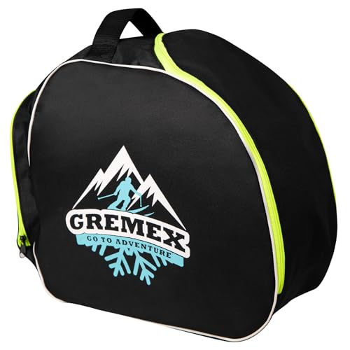 GREMEX Skischuhtasche mit Helm - Wasserfestem Skischuhtasche mit Helmfach - Tasche für Skischuhe und Helm - Titan-Nähte Skischuh Rucksack mit Helmfach - Widerstandsfähig Tasche Skischuhe mit Helm GREMEX Skischuhtasche mit Helm - Wasserfestem Skischuhtasche mit Helmfach - Tasche für Skischuhe und Helm - Titan-Nähte Skischuh Rucksack mit Helmfach - Widerstandsfähig Tasche Skischuhe mit Helm von GREMEX