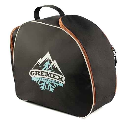 GREMEX Skischuhtasche mit Helm - Wasserfestem Skischuhtasche mit Helmfach - Tasche für Skischuhe und Helm - Titan-Nähte Skischuh Rucksack mit Helmfach - Widerstandsfähig Tasche Skischuhe mit Helm GREMEX Skischuhtasche mit Helm - Wasserfestem Skischuhtasche mit Helmfach - Tasche für Skischuhe und Helm - Titan-Nähte Skischuh Rucksack mit Helmfach - Widerstandsfähig Tasche Skischuhe mit Helm von GREMEX