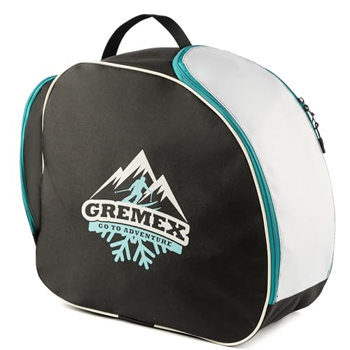 GREMEX Skischuhtasche mit Helm - Wasserfestem Skischuhtasche mit Helmfach - Tasche für Skischuhe und Helm - Titan-Nähte Skischuh Rucksack mit Helmfach - Widerstandsfähig Tasche Skischuhe mit Helm GREMEX Skischuhtasche mit Helm - Wasserfestem Skischuhtasche mit Helmfach - Tasche für Skischuhe und Helm - Titan-Nähte Skischuh Rucksack mit Helmfach - Widerstandsfähig Tasche Skischuhe mit Helm von GREMEX