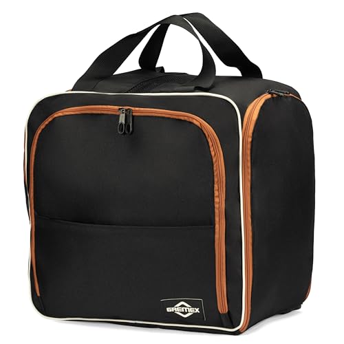 GREMEX Skischuhtasche mit Helm - Wasserfestem Skischuhtasche mit Helmfach - Tasche für Skischuhe und Helm - Titan-Nähte Skischuh Rucksack mit Helmfach - Widerstandsfähig Tasche Skischuhe mit Helm GREMEX Skischuhtasche mit Helm - Wasserfestem Skischuhtasche mit Helmfach - Tasche für Skischuhe und Helm - Titan-Nähte Skischuh Rucksack mit Helmfach - Widerstandsfähig Tasche Skischuhe mit Helm von GREMEX