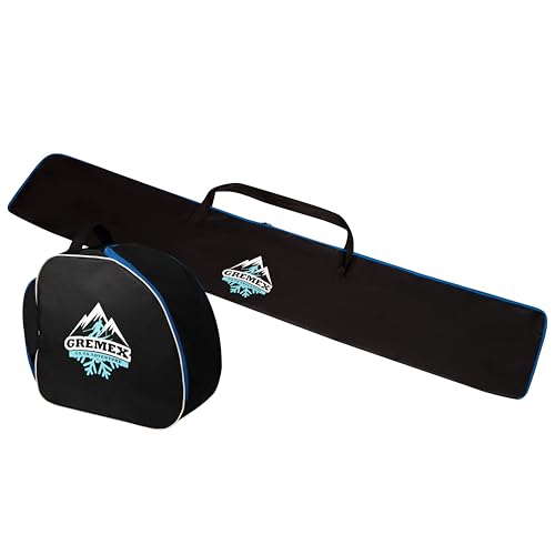 GREMEX Skitasche und Skischuhtasche Set - Starke Skitasche 160 cm - Skisack Skitasche Set - Wasserfeste Tasche Skischuhe mit Helm - Skisack für 1 Paar Ski - Skischuhtasche mit Helmfach - Ski Zubehör GREMEX Skitasche und Skischuhtasche Set - Starke Skitasche 160 cm - Skisack Skitasche Set - Wasserfeste Tasche Skischuhe mit Helm - Skisack für 1 Paar Ski - Skischuhtasche mit Helmfach - Ski Zubehör von GREMEX
