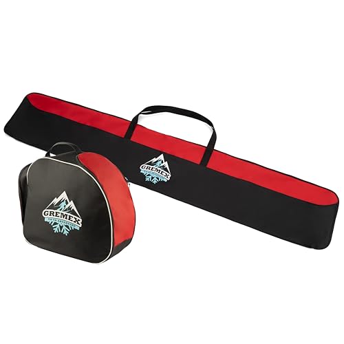 GREMEX Skitasche und Skischuhtasche Set - Starke Skitasche 180 cm - Skisack Skitasche Set - Wasserfeste Tasche Skischuhe mit Helm - Skisack für 1 Paar Ski - Skischuhtasche mit Helmfach - Ski Zubehör GREMEX Skitasche und Skischuhtasche Set - Starke Skitasche 180 cm - Skisack Skitasche Set - Wasserfeste Tasche Skischuhe mit Helm - Skisack für 1 Paar Ski - Skischuhtasche mit Helmfach - Ski Zubehör von GREMEX