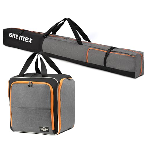 GREMEX Skitasche und Skischuhtasche Set - Starke Skitasche 180 cm - Skisack Skitasche Set - Wasserfeste Tasche Skischuhe mit Helm - Skisack für 1 Paar Ski - Skischuhtasche mit Helmfach - Ski Zubehör GREMEX Skitasche und Skischuhtasche Set - Starke Skitasche 180 cm - Skisack Skitasche Set - Wasserfeste Tasche Skischuhe mit Helm - Skisack für 1 Paar Ski - Skischuhtasche mit Helmfach - Ski Zubehör von GREMEX