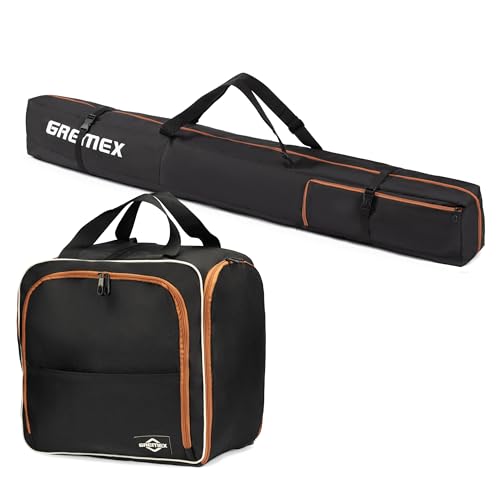 GREMEX Skitasche und Skischuhtasche Set - Starke Skitasche 180 cm - Skisack Skitasche Set - Wasserfeste Tasche Skischuhe mit Helm - Skisack für 1 Paar Ski - Skischuhtasche mit Helmfach - Ski Zubehör GREMEX Skitasche und Skischuhtasche Set - Starke Skitasche 180 cm - Skisack Skitasche Set - Wasserfeste Tasche Skischuhe mit Helm - Skisack für 1 Paar Ski - Skischuhtasche mit Helmfach - Ski Zubehör von GREMEX