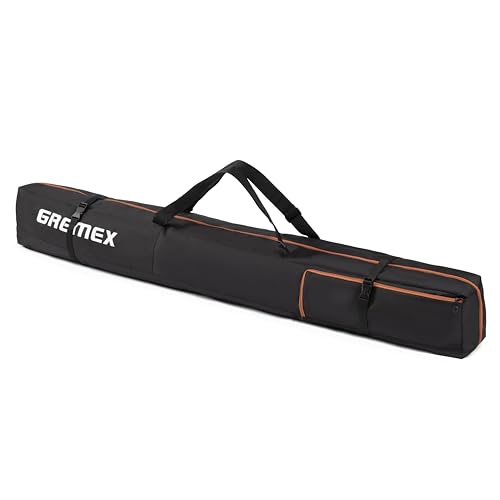 Gremex Skitasche - Skisack für 1 Paar Ski - Wasserdichte Skitasche 160 cm - Robuster Leichte Ski Tasche - Ergonomisch Skisack 160 cm - Skisack Alpinski - Kompakte Skisack Skitasche Alpin - Ski Zubehör von GREMEX