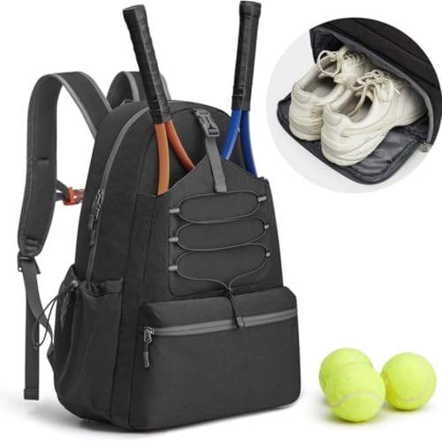 GREOPE Tennis-Rucksack, 40 x 23 x 52 cm, 0,7 kg, wasserabweisend, für 4 Schläger (Schwarz) von GREOPE