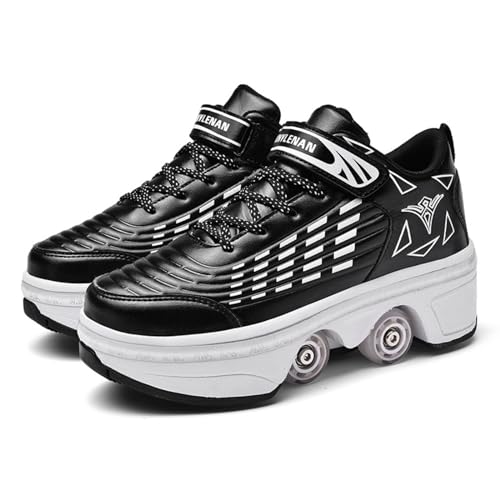 2-in 1 Roller Skates and Trainers, Multi-Purpose Shoes with Wheels, Adjustable Quad Roller Skate Boots,Noir-42 von GRFIT