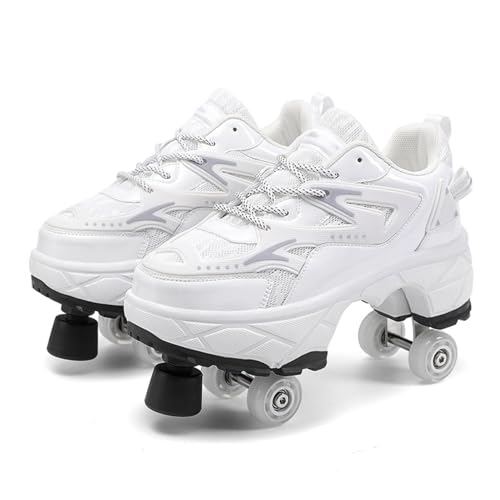 Girls' Roller Skates with Wheels, Children's Roller Skates, Adjustable Kick Wheels Trainers, Outdoor Fun and Adventure, Birthday Gift,Blanc-34 von GRFIT