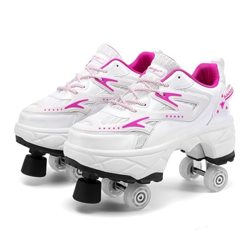 Girls' Roller Skates with Wheels, Children's Roller Skates, Adjustable Kick Wheels Trainers, Outdoor Fun and Adventure, Birthday Gift,Pink-35 von GRFIT