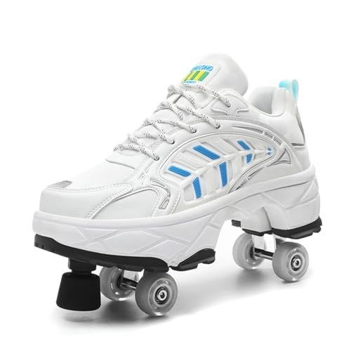 Multifunctional Automatic Roller Skates with Double Use Shoes with Wheels and Wheels Trainers Breathable Non-Slip Running Shoes Unisex Kids Fashion Roller Skates,39 von GRFIT