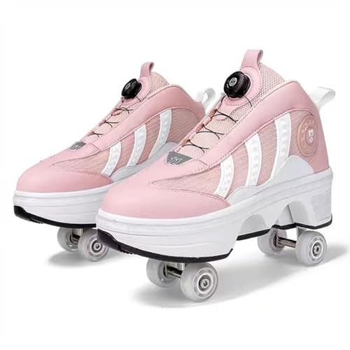 Roller Skates, 2-in-1 Multi-Purpose Shoes with Wheels, Skateboard Shoes, Inline Skate, Adjustable Quad Roller Skate Boots for Trainers,43 von GRFIT