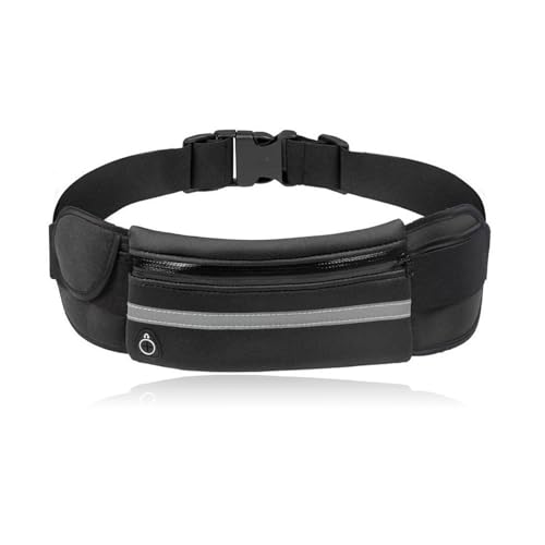 GRKB 1 Pcs Gürteltasche Damen Gürteltasche Herren Laufgürtel Geldgürtel Zubehör Running Belt Sportlich Herren Sport Belt Sportgürtel Lauftasche Wasserdicht Mit Kopfhöreranschluss Schwarz von GRKB