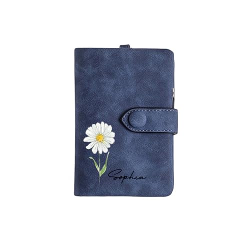 Personalisierte Brieftasche Mit Geburt Blume Und Name Für Frauen Benutzerdefinierte Leder Kreditkarte Geldbörse Mit Armband Für Freundin Frau Mutter von GROBTE