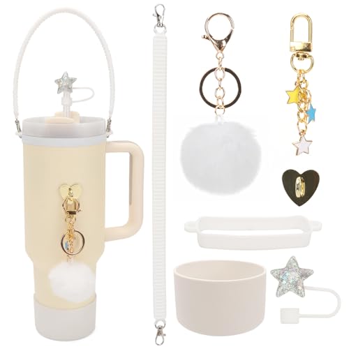 GROOFOO 7PCS Zubehör Set für Stanley Cup,Wasserflasche Griff Riemen,Siliocne Stiefel,Auslaufsicherer Silikonstopfen,Pompons,Accessories für Stanley Cup 800ml -1100ml GROOFOO 7PCS Zubehör Set für Stanley Cup,Wasserflasche Griff Riemen,Siliocne Stiefel,Auslaufsicherer Silikonstopfen,Pompons,Accessories für Stanley Cup 800ml -1100ml von GROOFOO