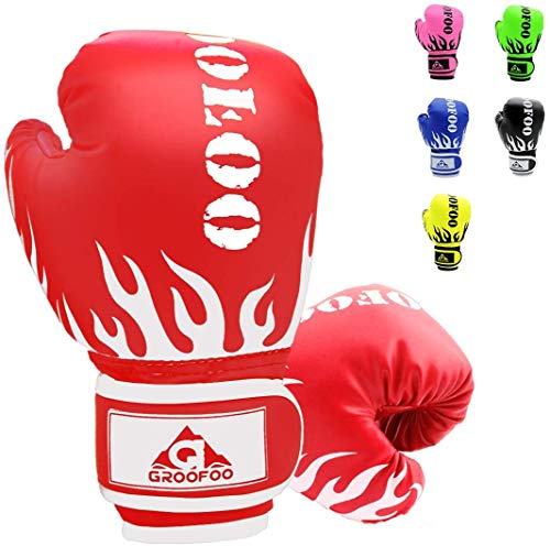 GROOFOO Boxhandschuhe Kinder, Boxhandschuhe für Kinder 3 bis 14 Jahre, 4oz 6oz Kinder Box Handschuhe zum Boxsack Sparring Training, MMA, Muay Thai, Kickboxen & Kampfsport von GROOFOO