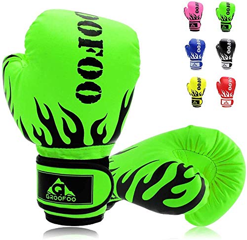 GROOFOO Boxhandschuhe Kinder, Boxhandschuhe für Kinder 3 bis 14 Jahre, 4oz 6oz Kinder Box Handschuhe zum Boxsack Sparring Training, MMA, Muay Thai, Kickboxen & Kampfsport von GROOFOO