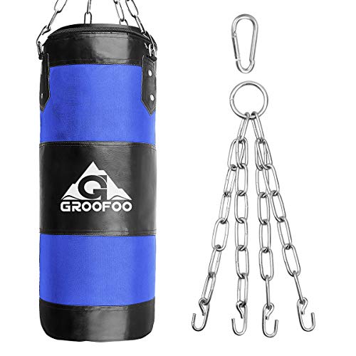 GROOFOO Boxsack Kinder Hochleistungs Oxford Boxsack für Kinder, Jugendliche und Erwachsene, UNGEFÜLLTE Tasche mit Mount Chain Heavy Duty Pouching Bag für Boxtraining MMA Muay Thai (Blau, 100 * 33CM) GROOFOO Boxsack Kinder Hochleistungs Oxford Boxsack für Kinder, Jugendliche und Erwachsene, UNGEFÜLLTE Tasche mit Mount Chain Heavy Duty Pouching Bag für Boxtraining MMA Muay Thai (Blau, 100 * 33CM) von GROOFOO