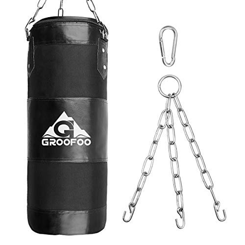 GROOFOO Boxsack Kinder Hochleistungs Oxford Boxsack für Kinder, Jugendliche und Erwachsene, UNGEFÜLLTE Tasche mit Mount Chain Heavy Duty Pouching Bag für Boxtraining MMA Muay Thai (Schwarz, 80*28CM) GROOFOO Boxsack Kinder Hochleistungs Oxford Boxsack für Kinder, Jugendliche und Erwachsene, UNGEFÜLLTE Tasche mit Mount Chain Heavy Duty Pouching Bag für Boxtraining MMA Muay Thai (Schwarz, 80*28CM) von GROOFOO