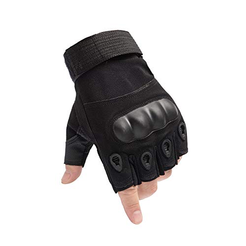 GRTE Halbe Finger Taktische Handschuhe Männer Frauen Harte Knöchel rutschfest Fingerlose Handschuhe Für Outdoor-Sport Radfahren Motorrad Wandern Klettern Camping Jagd Laufen,Schwarz,XL von GRTE