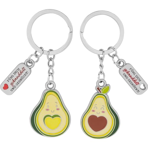 GRUSS & CO Paar-Schlüsselanhänger mit Motiv "Avocado" | Anhänger-Set bestehend aus zwei Anhänger mit Schlüsselring, mit Charm mit Spruch | Geschenk für zwei, für Paare | 73824 GRUSS & CO Paar-Schlüsselanhänger mit Motiv "Avocado" | Anhänger-Set bestehend aus zwei Anhänger mit Schlüsselring, mit Charm mit Spruch | Geschenk für zwei, für Paare | 73824 von GRUSS & CO