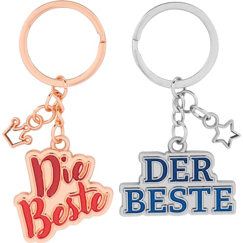 GRUSS & CO Paar-Schlüsselanhänger mit Motiv "Beste" | Anhänger-Set bestehend aus zwei Anhänger mit Schlüsselring, mit Charm mit Spruch | Geschenk für zwei, für Paare | 73827 GRUSS & CO Paar-Schlüsselanhänger mit Motiv "Beste" | Anhänger-Set bestehend aus zwei Anhänger mit Schlüsselring, mit Charm mit Spruch | Geschenk für zwei, für Paare | 73827 von GRUSS & CO