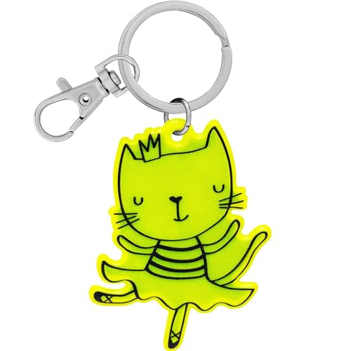 GRUSS & CO Reflektor neon Motiv Katze | Figürlicher Neon-Reflektor, Anhänger mit Schlüsselring und Karabiner, Reflektoranhänger | Kindergeburtstag, Geschenk, Schulstart | 70147 GRUSS & CO Reflektor neon Motiv Katze | Figürlicher Neon-Reflektor, Anhänger mit Schlüsselring und Karabiner, Reflektoranhänger | Kindergeburtstag, Geschenk, Schulstart | 70147 von GRUSS & CO